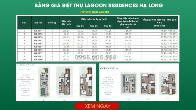 Bảng giá Biệt thự Grand Bay Hạ Long | Phân Khu Lagoon Residences Đợt 1 Tháng 12/2023 Bảng giá Biệt thự Grand Bay Hạ Long | Phân Khu Lagoon Residences Đợt 1 Tháng 12/2023