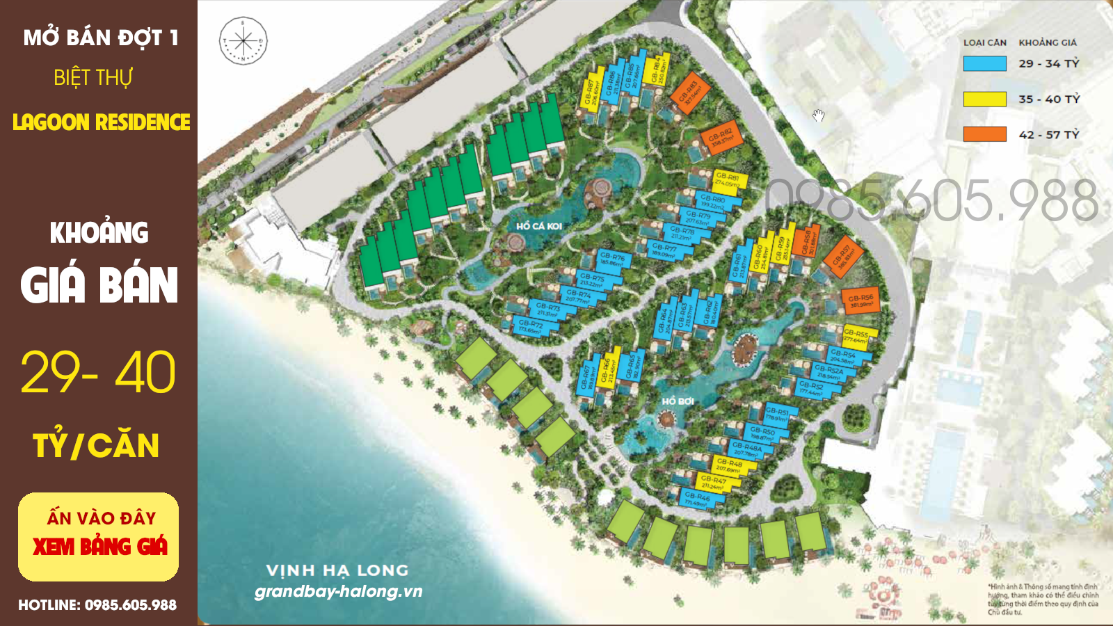 Khoảng giá bán Biệt thự Lagoon Residences Đợt 1 tại Grand Bay Hạ Long