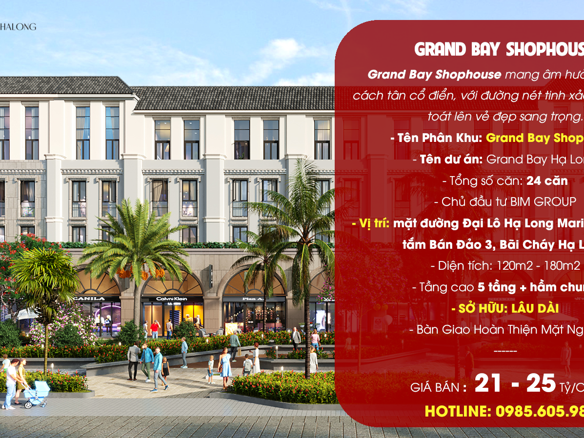 Giá bán Shophouse Grand Bay Hạ Long 2024