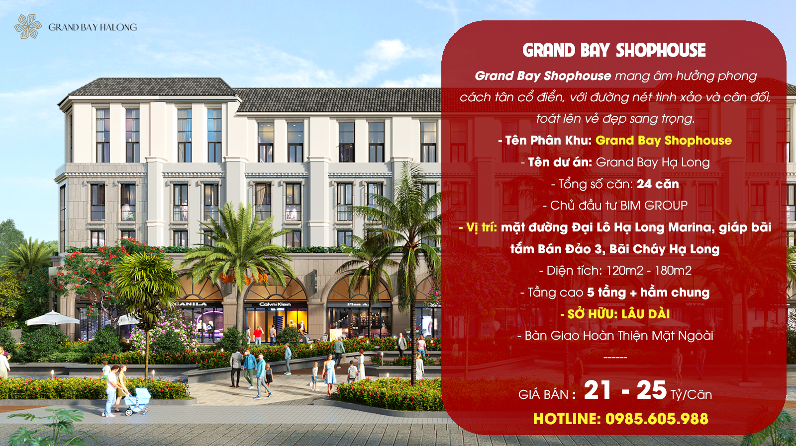 Giá bán Shophouse Grand Bay Hạ Long 2024